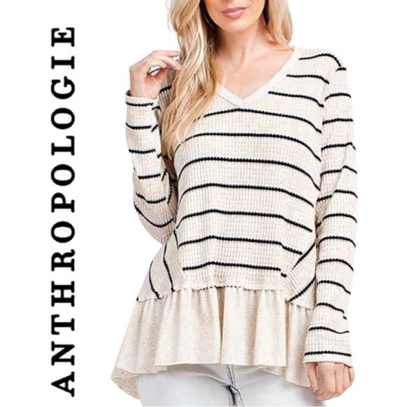 Anthropologie Tops - NWOT Anthropologie Eri + Ali Tallie Striped Peplum Thermal